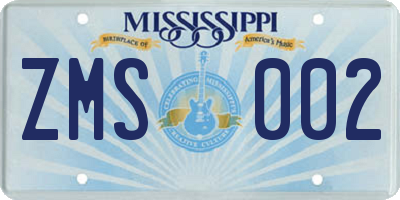 MS license plate ZMS002
