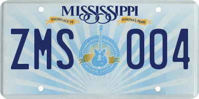 MS license plate ZMS004