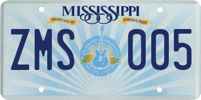 MS license plate ZMS005