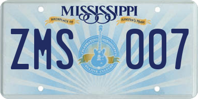 MS license plate ZMS007