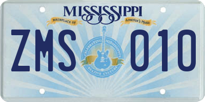 MS license plate ZMS010