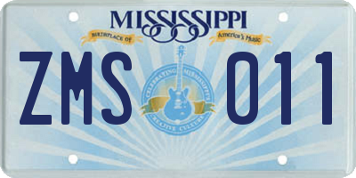 MS license plate ZMS011