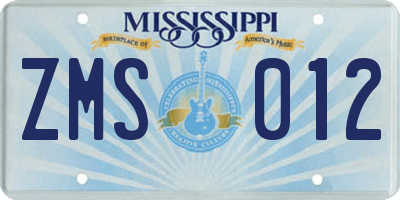 MS license plate ZMS012