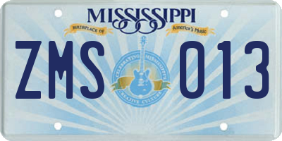 MS license plate ZMS013