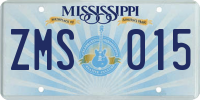MS license plate ZMS015