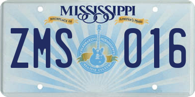 MS license plate ZMS016