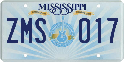 MS license plate ZMS017
