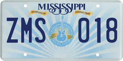 MS license plate ZMS018