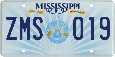 MS license plate ZMS019