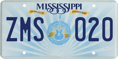 MS license plate ZMS020