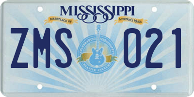 MS license plate ZMS021