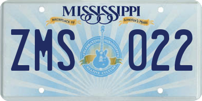 MS license plate ZMS022