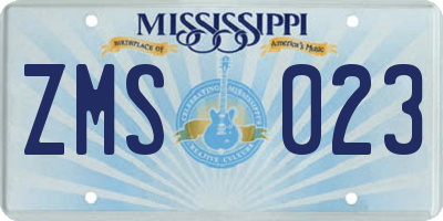 MS license plate ZMS023