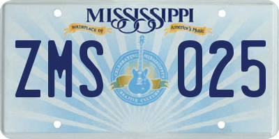 MS license plate ZMS025
