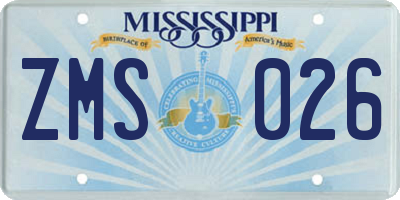 MS license plate ZMS026