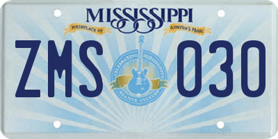 MS license plate ZMS030