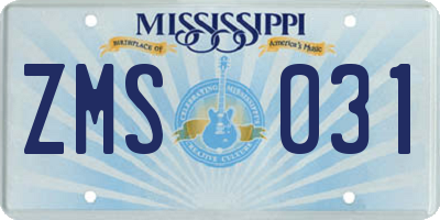 MS license plate ZMS031