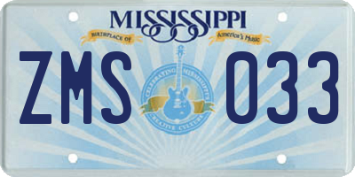 MS license plate ZMS033