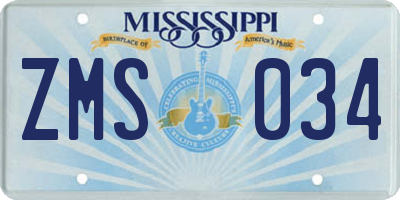 MS license plate ZMS034