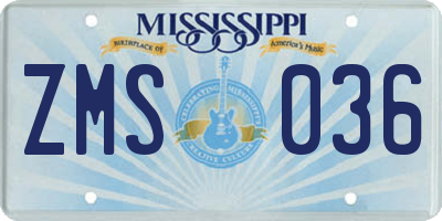 MS license plate ZMS036
