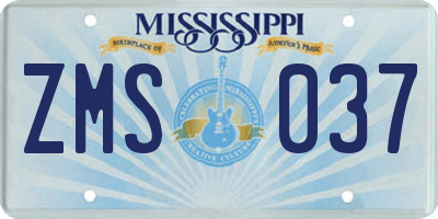 MS license plate ZMS037