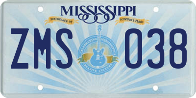 MS license plate ZMS038