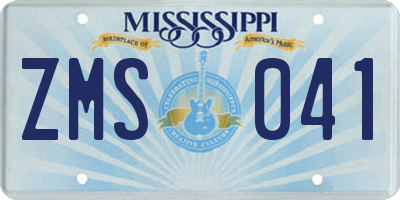 MS license plate ZMS041