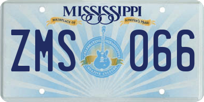 MS license plate ZMS066