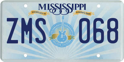 MS license plate ZMS068