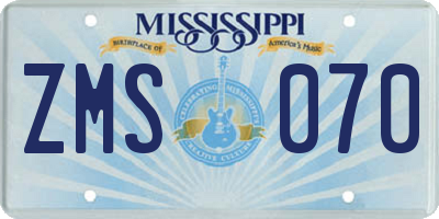 MS license plate ZMS070