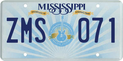 MS license plate ZMS071