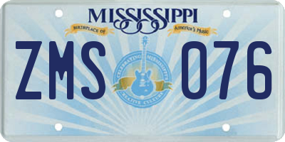 MS license plate ZMS076