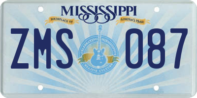 MS license plate ZMS087