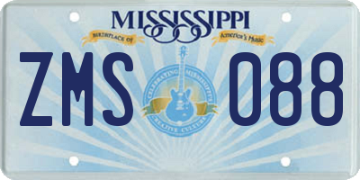 MS license plate ZMS088