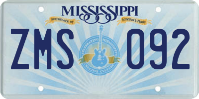 MS license plate ZMS092