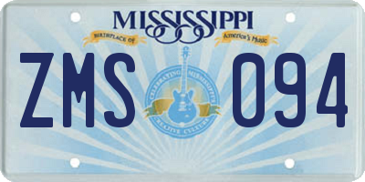 MS license plate ZMS094