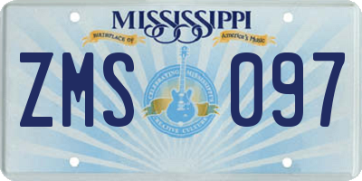 MS license plate ZMS097