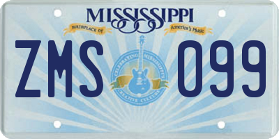 MS license plate ZMS099