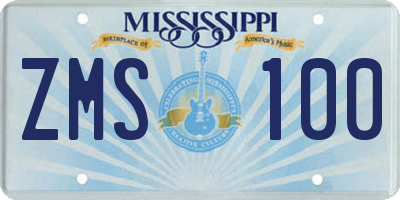 MS license plate ZMS100