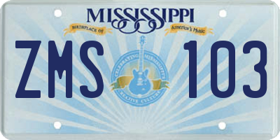 MS license plate ZMS103