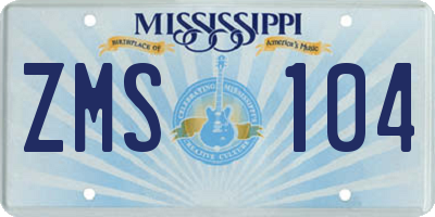 MS license plate ZMS104
