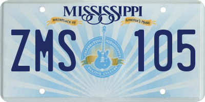 MS license plate ZMS105