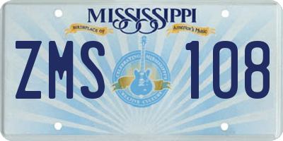 MS license plate ZMS108