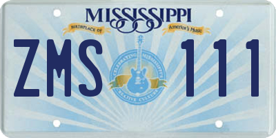 MS license plate ZMS111