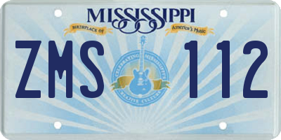 MS license plate ZMS112