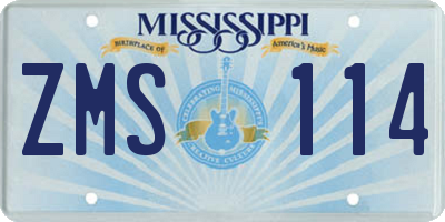 MS license plate ZMS114
