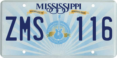 MS license plate ZMS116