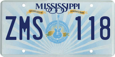 MS license plate ZMS118