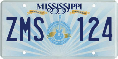 MS license plate ZMS124