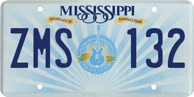 MS license plate ZMS132